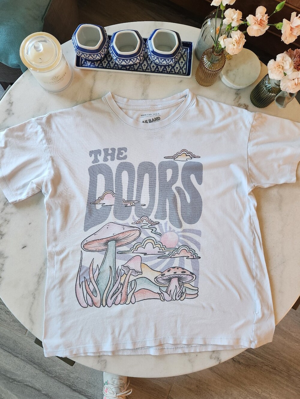 American Eagle THE DOORS Trippy Mushroom Band Tee Size S